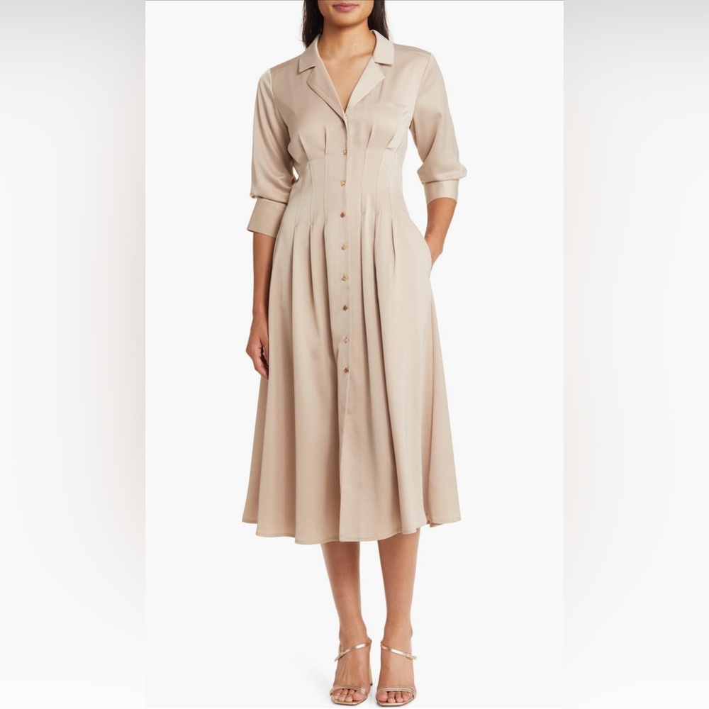 Zoe & Claire Pleat midi shirt dress